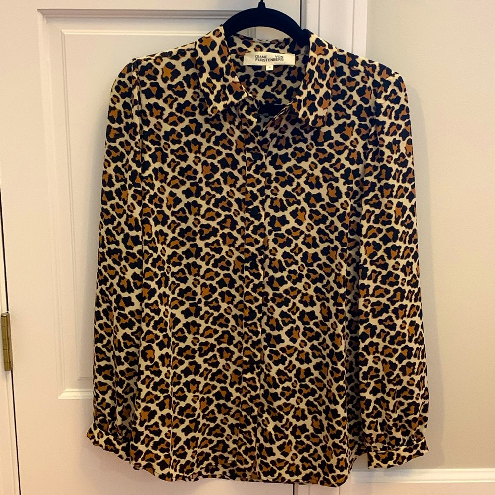 Diane Von Furstenberg leopard print blouse.